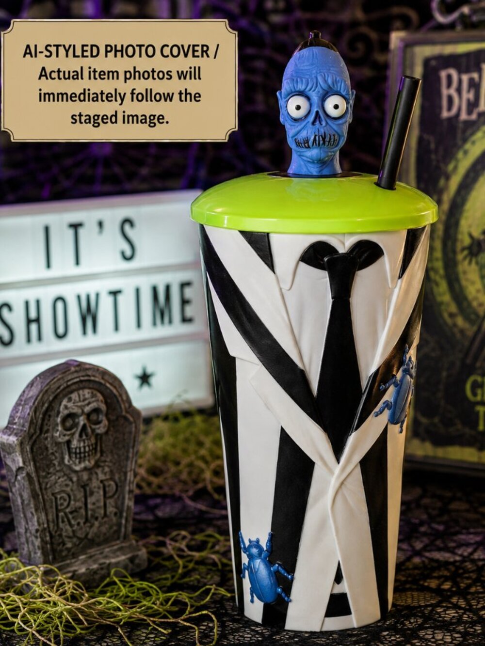 Beetlejuice AMC 2024 GRIPPR Tumbler | Character Topper Suit & Tie 20oz